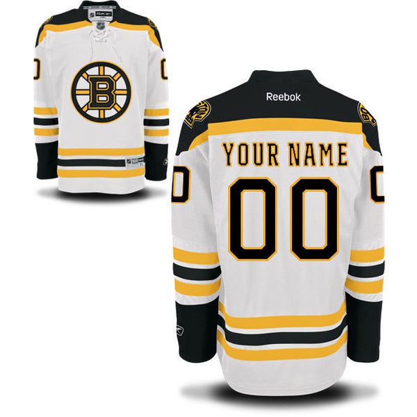 Reebok Boston Bruins Men Premier Away Custom NHL Jersey - White->customized nhl jersey->Custom Jersey